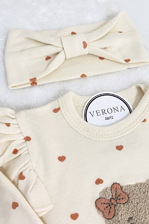 Premium Organic Baby Girl Bear Bodysuit Set - 4 Piece Newborn Collection - TryAladdin