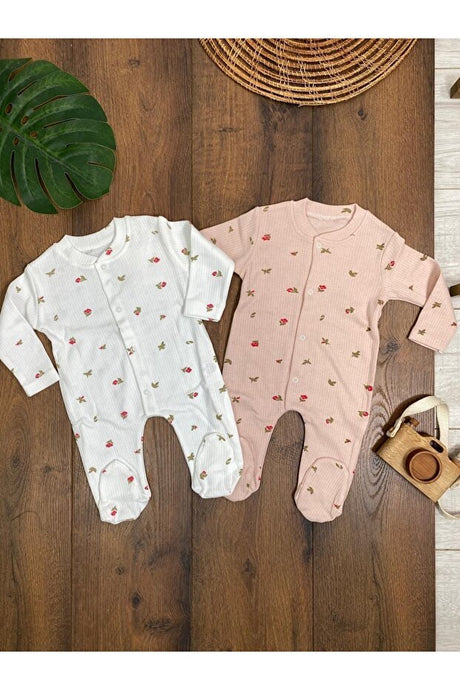 Premium Organic Baby Girl Floral Romper Set - 2 - Piece Cotton - Newborn 1 - 6 Months - TryAladdin