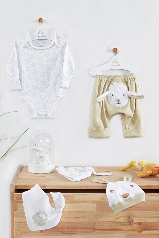 Premium Organic Cotton 11 - Piece Newborn Baby Set - Lamb Pattern Design - TryAladdin