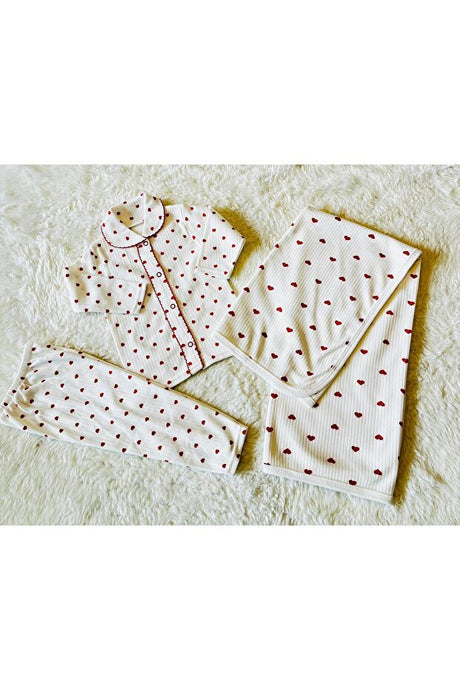 Premium Organic Cotton 3 - Piece Newborn Swaddle Set - Heart Design - TryAladdin