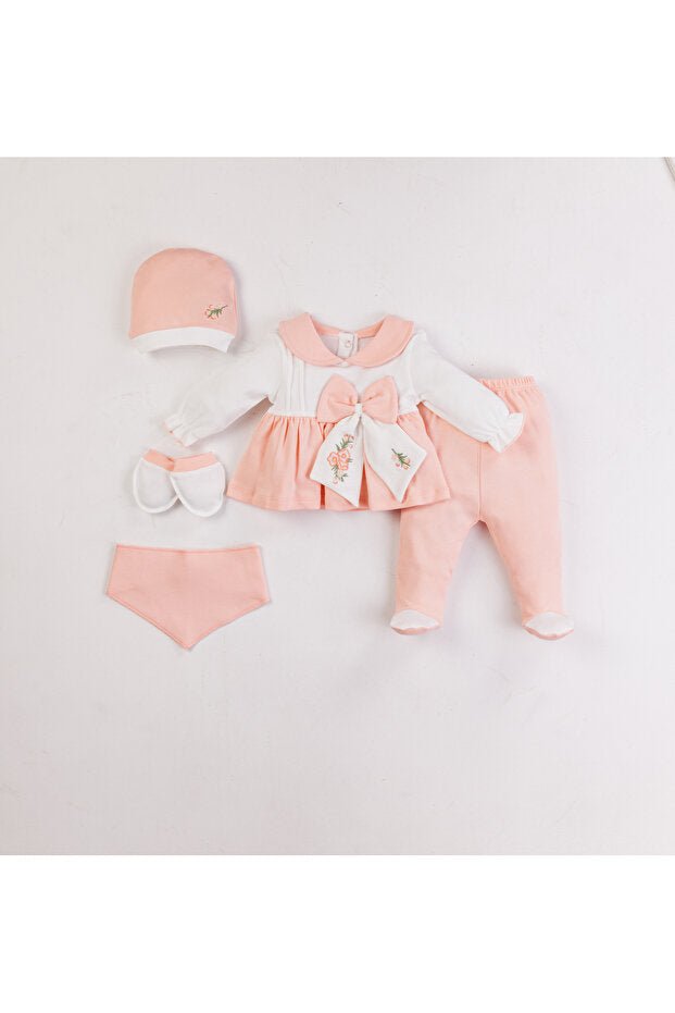 Premium Organic Cotton Embroidered Newborn 5 - Piece Coming Home Outfit Set - TryAladdin