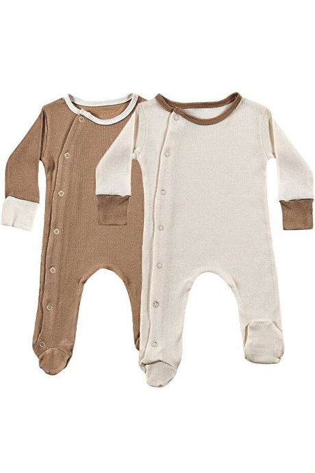 Premium Organic Cotton Newborn Baby Bodysuit Gift Set - 2 Piece Unisex Chocolate Style - TryAladdin