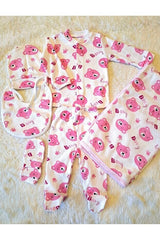 Premium Organic Cotton Newborn Baby Girl Hospital Exit Set with Blanket - 6 Pieces - TryAladdin