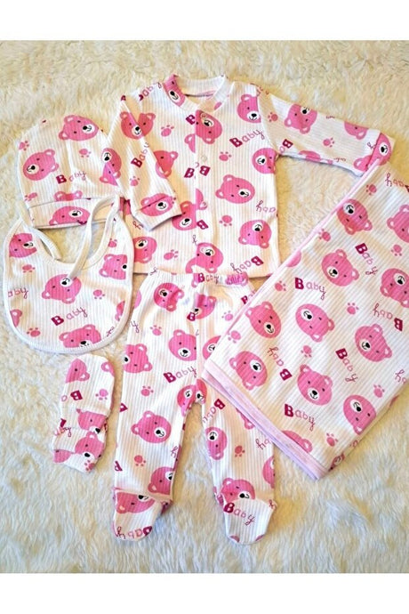 Premium Organic Cotton Newborn Baby Girl Hospital Exit Set with Blanket - 6 Pieces - TryAladdin