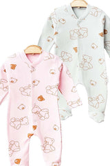 Premium Organic Cotton Newborn Baby Romper Set - Khaki Bear Design - 300g - TryAladdin