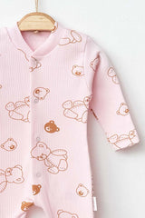 Premium Organic Cotton Newborn Baby Romper Set - Khaki Bear Design - 300g - TryAladdin