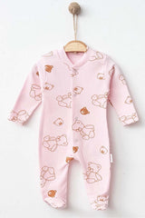 Premium Organic Cotton Newborn Baby Romper Set - Khaki Bear Design - 300g - TryAladdin