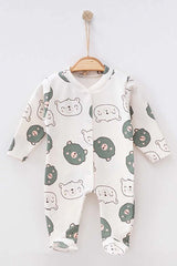 Premium Organic Cotton Newborn Jumpsuit - Bear Pattern - 150g - TryAladdin
