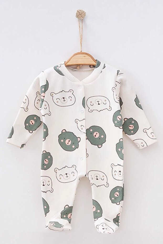 Premium Organic Cotton Newborn Jumpsuit - Bear Pattern - 150g - TryAladdin