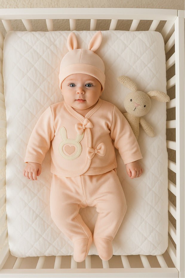 Premium Organic Infant Girl 5 - Piece Newborn Welcome Layette Set - Rabbit Motif - TryAladdin