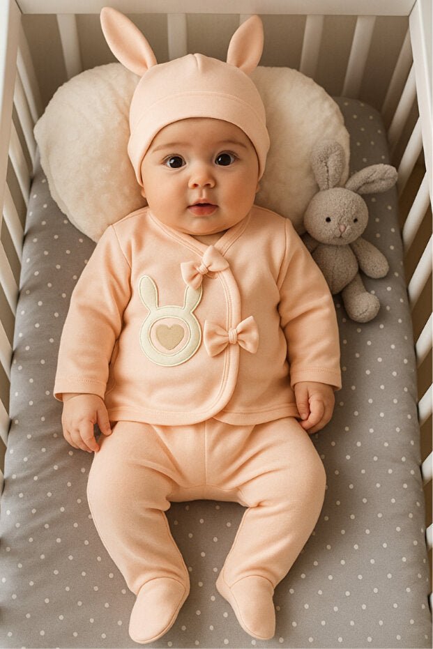 Premium Organic Infant Girl 5 - Piece Newborn Welcome Layette Set - Rabbit Motif - TryAladdin
