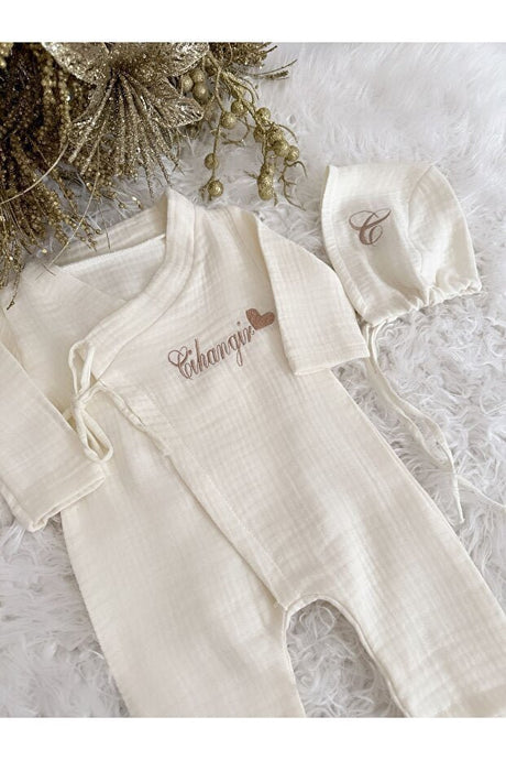 Premium Organic Muslin Baby Romper & Beanie Set - TryAladdin