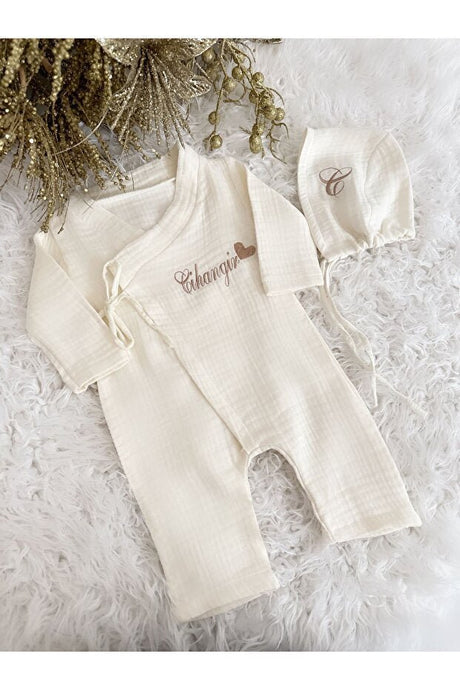 Premium Organic Muslin Baby Romper & Beanie Set - TryAladdin