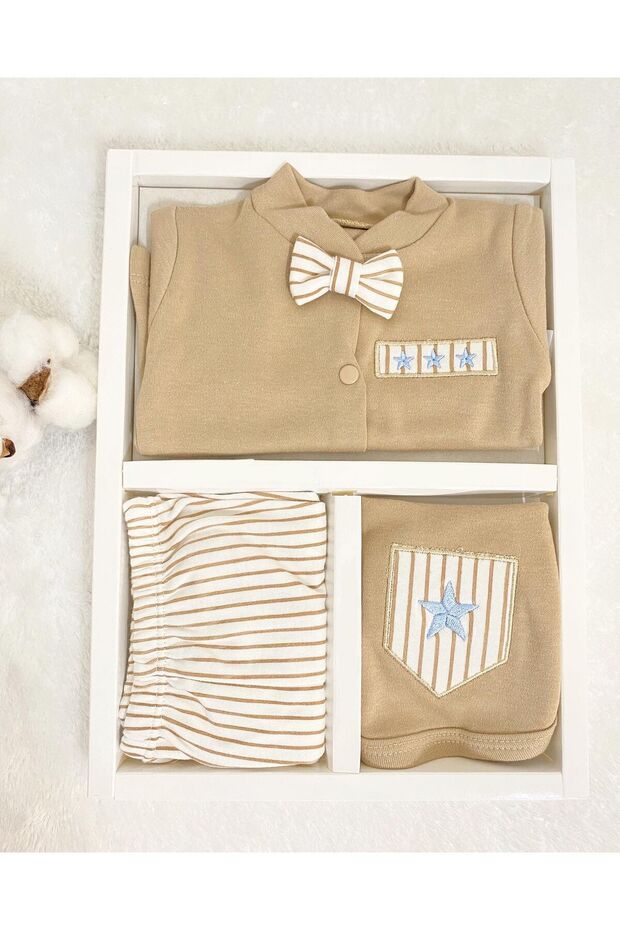 Premium Organic Newborn Baby Boy Bow Tie Hospital Exit Gift Set - 5 - Piece Set - TryAladdin