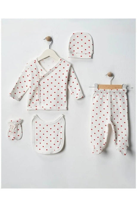Premium Organic Newborn Baby Onesie Set with Integrated Mittens - 5 Pieces - TryAladdin