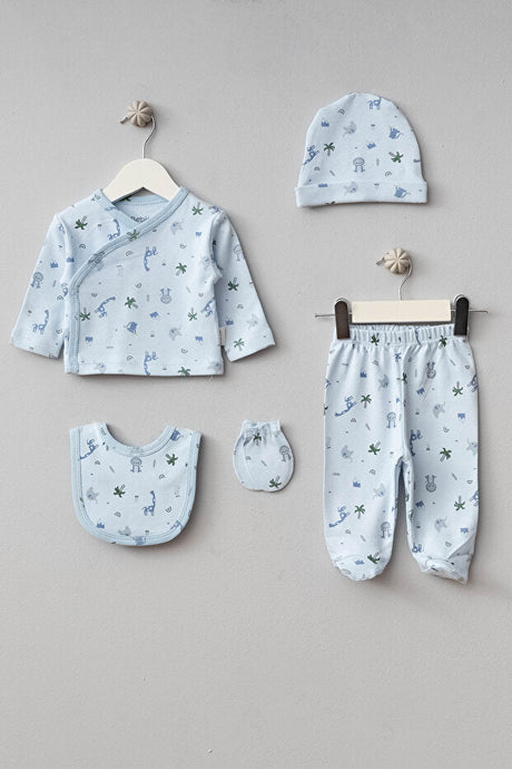 Premium Palm Print Newborn Baby 5 - Piece Layette Set - TryAladdin