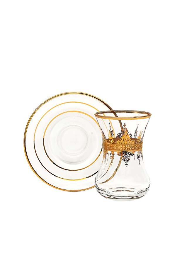 Premium Pasabahce 12K Gold Trim Slim Waist Turkish Tea Glass - 150g - TryAladdin