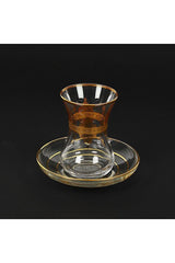 Premium Pasabahce 12K Gold Trim Slim Waist Turkish Tea Glass - 150g - TryAladdin