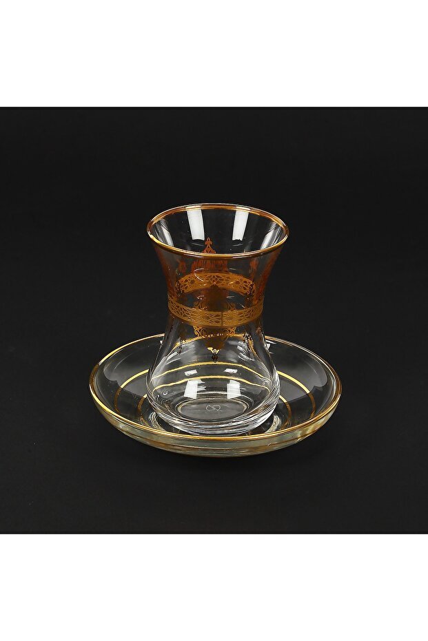 Premium Pasabahce 12K Gold Trim Slim Waist Turkish Tea Glass - 150g - TryAladdin
