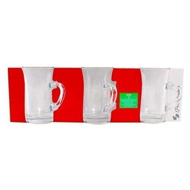 Premium Pasabahce Mila Handled Large Turkish Tea Glass Set - 145ml 3 - Pack - TryAladdin