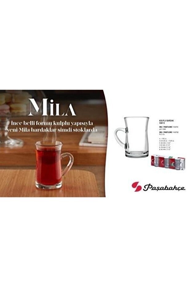 Premium Pasabahce Mila Handled Large Turkish Tea Glass Set - 145ml 3 - Pack - TryAladdin