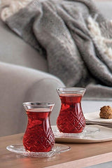 Premium Pasabahce Timeless Cut Crystal Turkish Tea Glass Set - 12 Piece - 3.5 kg - TryAladdin