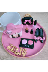 Premium Personalized Artisan Coffee Presentation Tray - Pink Hat Lady Design - TryAladdin