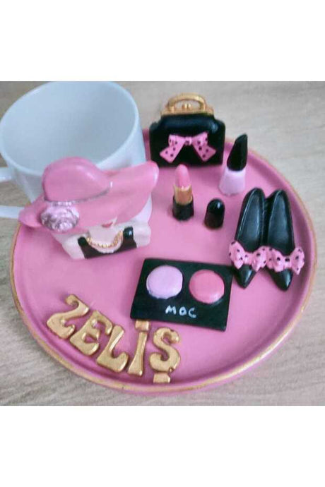 Premium Personalized Artisan Coffee Presentation Tray - Pink Hat Lady Design - TryAladdin