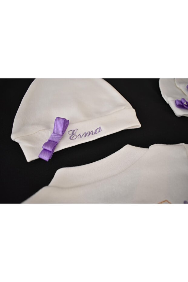 Premium Personalized Embroidered Lilac Floral Newborn Set - 3 Piece - TryAladdin