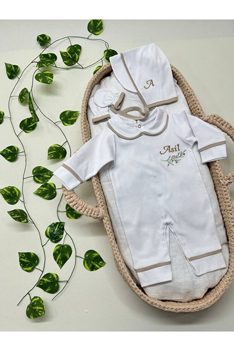 Premium Personalized Infant Romper, Hat & Mitten Set - 3 - Piece - TryAladdin
