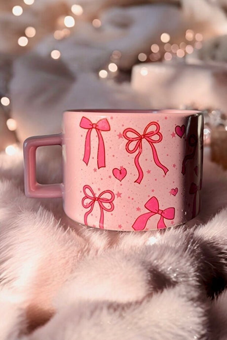 Premium Pink Bow Porcelain Tea & Coffee Cup - 200ml - TryAladdin