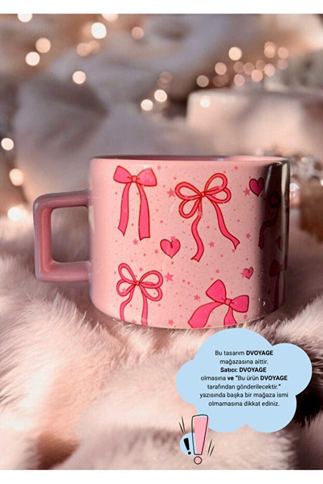 Premium Pink Bow Porcelain Tea & Coffee Cup - 200ml - TryAladdin