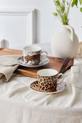 Premium Porcelain Tiger Turkish Coffee Cup Set - 80ml (Set of 2) - TryAladdin