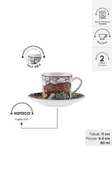 Premium Porcelain Tiger Turkish Coffee Cup Set - 80ml (Set of 2) - TryAladdin