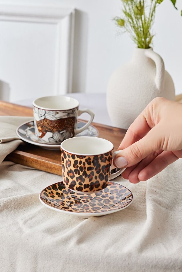 Premium Porcelain Tiger Turkish Coffee Cup Set - 80ml (Set of 2) - TryAladdin