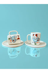 Premium Ps Porcelain Cat Themed Coffee Cup Set for Two - 2 Piece Set - TryAladdin