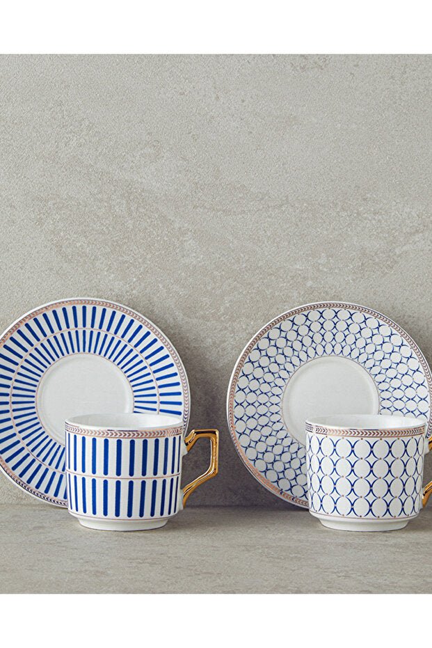 Premium Rabecca New Bone China Navy Blue Coffee Cup Set - 4 Piece - TryAladdin