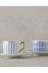 Premium Rabecca New Bone China Navy Blue Coffee Cup Set - 4 Piece - TryAladdin