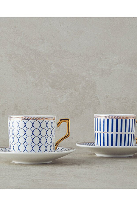 Premium Rabecca New Bone China Navy Blue Coffee Cup Set - 4 Piece - TryAladdin