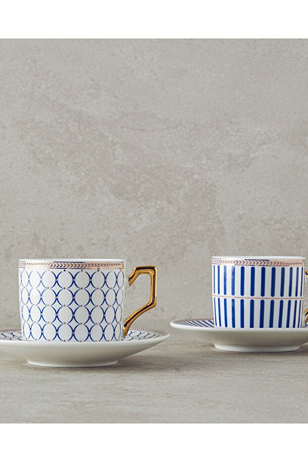 Premium Rabecca New Bone China Navy Blue Coffee Cup Set - 4 Piece - TryAladdin