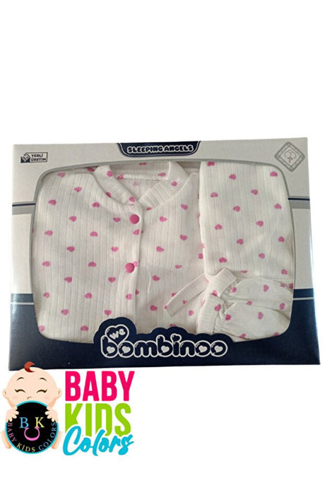 Premium Ribbed Heart Print Newborn Hospital Outfit Set - 5 Piece - TryAladdin