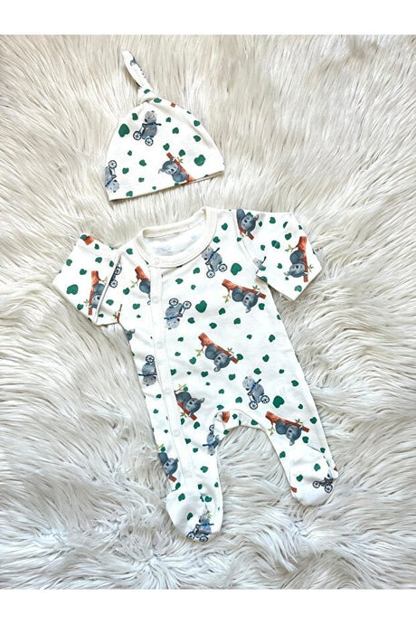Premium Soft Cotton Koala Bicycle Pattern Hooded Baby Romper - Wholesale - TryAladdin