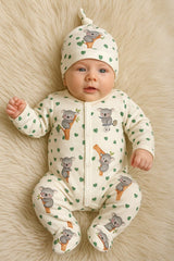Premium Soft Cotton Koala Bicycle Pattern Hooded Baby Romper - Wholesale - TryAladdin