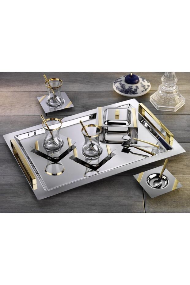 Premium Tiamo Mira Gold Turkish Tea Service Set - 40 Piece, 12 Person - TryAladdin