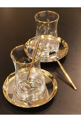 Premium Tiamo Rio Gold Rim Porcelain 6 - Person Tea Set - TryAladdin