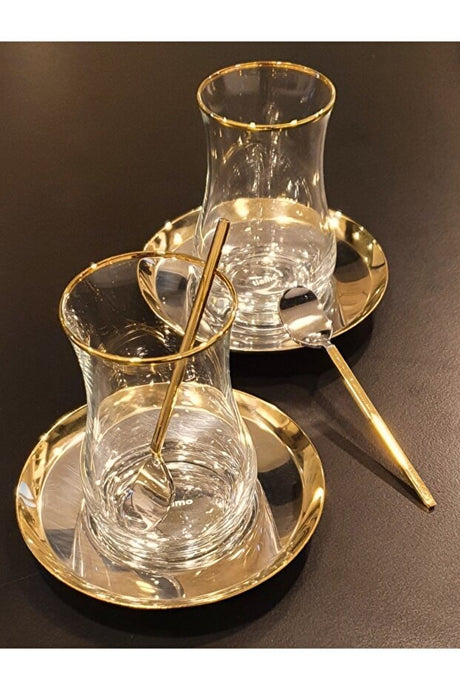 Premium Tiamo Rio Gold Rim Porcelain 6 - Person Tea Set - TryAladdin