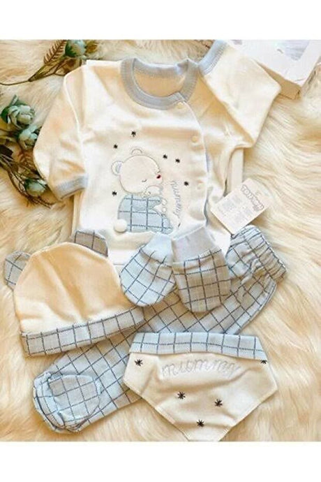 Premium Tonton Baby Ecru Newborn Boy Hospital Take - Home Set - 5 - Piece - TryAladdin