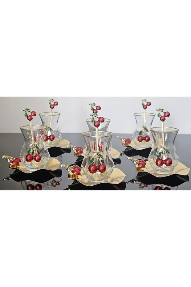 Premium Turkish Cast Iron Cherry Design Tea Set - 18 Piece Luxury Collection - 5.5kg - TryAladdin