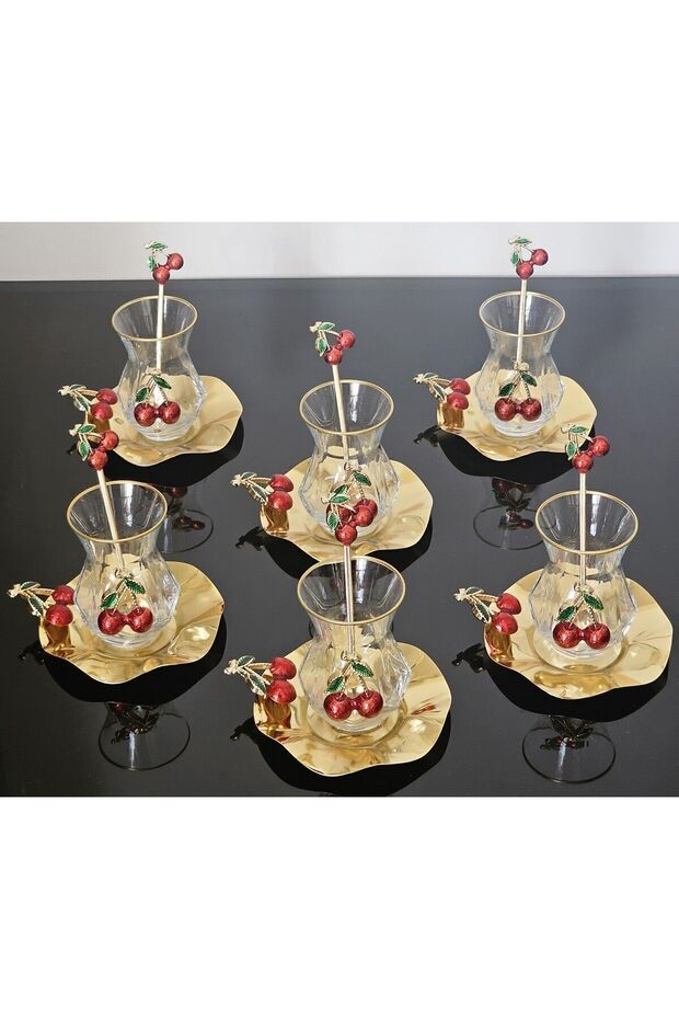 Premium Turkish Cast Iron Cherry Design Tea Set - 18 Piece Luxury Collection - 5.5kg - TryAladdin