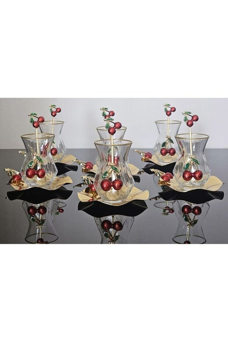 Premium Turkish Cast Iron Cherry Design Tea Set - 18 Piece Luxury Collection - 5.5kg - TryAladdin